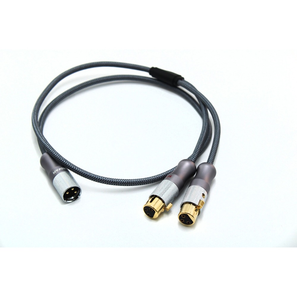 SNDFAM XLR Y-Splitter Audio Cable Braided 1 Male to 2 Female Gold Plated Grey